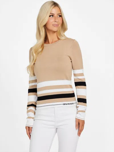 Guess Factory Eco Cindy Striped Sweater In Neutral