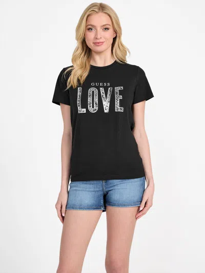 Guess Factory Eco Crewneck Lettie Tee In Black