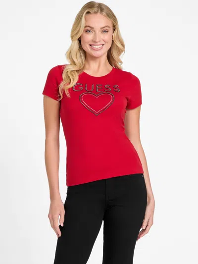 Guess Factory Eco Deedee Beaded Tee In Red