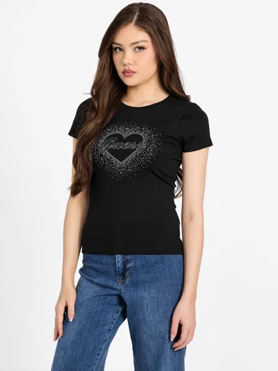 Guess Factory Eco Didi Heart Logo Tee In Black