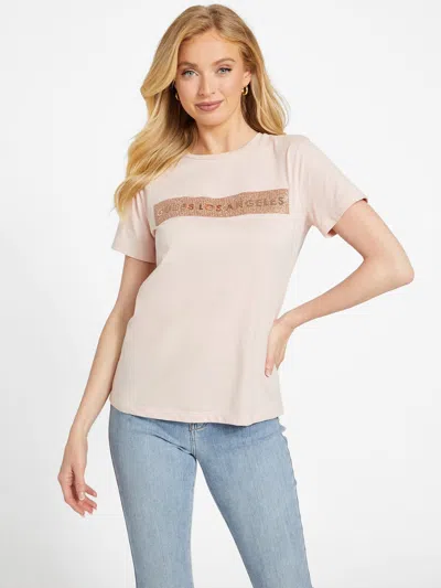 Guess Factory Eco Ellie Logo Tee In Beige