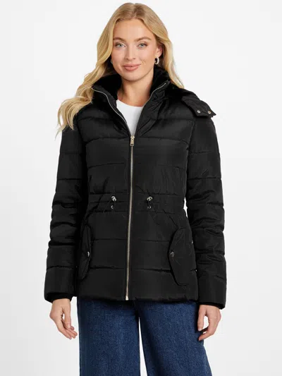 Guess Factory Eco Glam Puffer Jacket In Black