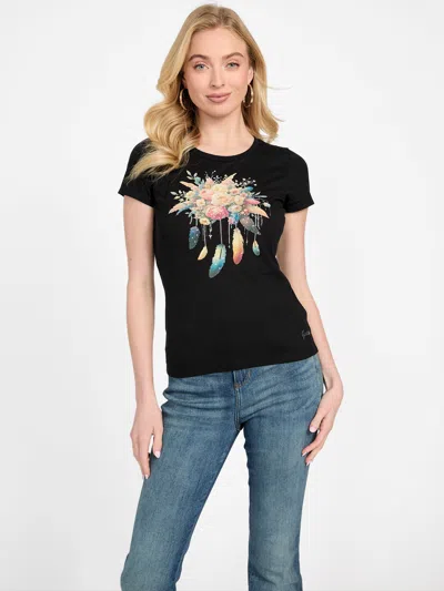 Guess Factory Eco Hazel Floral Tee In Black