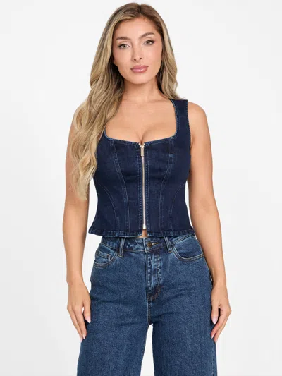 Guess Factory Eco Hillary Denim Top In Blue