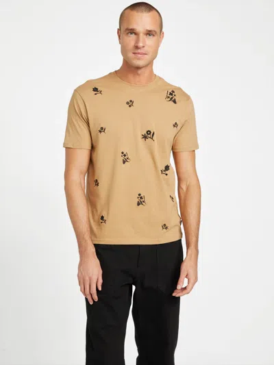 Guess Factory Eco Hutton Flower Tee In Beige