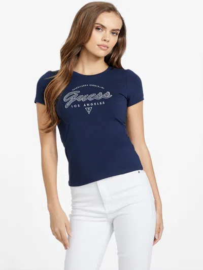 Guess Factory Eco Itzel Logo Tee In Blue