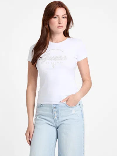 Guess Factory Eco Itzel Logo Tee In White