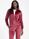 Guess Factory Eco Janess Logo-tape Velour Jacket In Red