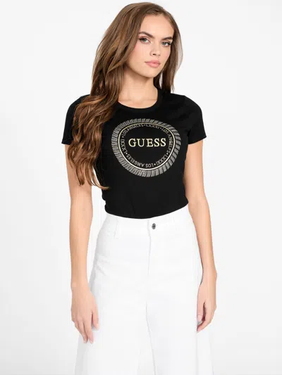 Guess Factory Eco Julie Rhinestone Tee In Black