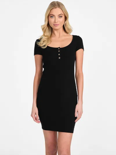 Guess Factory Eco Kandy Ribbed-knit Dress In Black