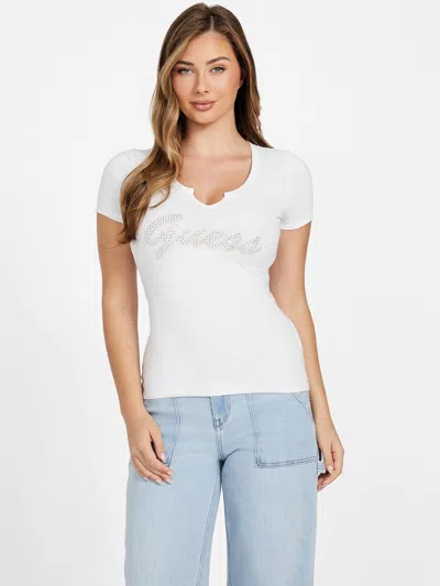 Guess Factory Eco Kiara Logo Tee In White