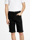 Guess Factory Eco Kyler Logo-tape Denim Shorts In Black