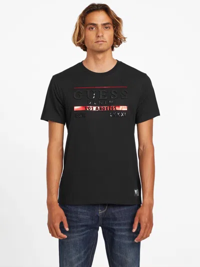 Guess Factory Eco Lalow Embossed Logo Tee In Black