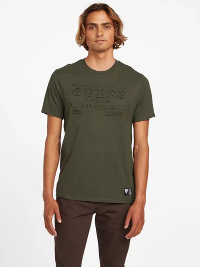 Guess Factory Eco Lalow Embossed Logo Tee In Green
