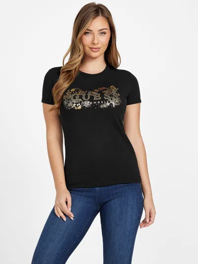 Guess Factory Eco Laurene Logo Tee In Black