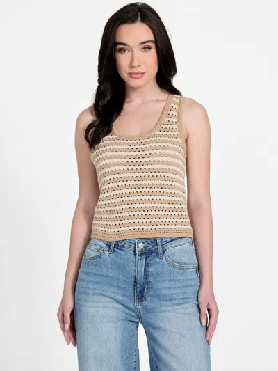 Guess Factory Eco Lulu Crochet Sweater Top In Beige