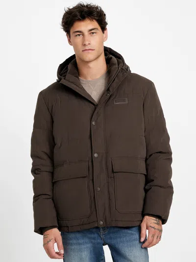 Guess Factory Eco Mattie Puffer Jacket In Brown