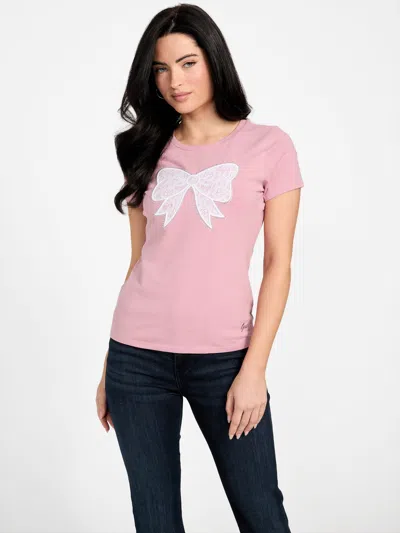 Guess Factory Eco Melany Lace Bow Tee In Multi