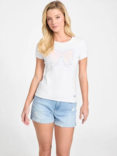 Guess Factory Eco Melany Lace Bow Tee In White