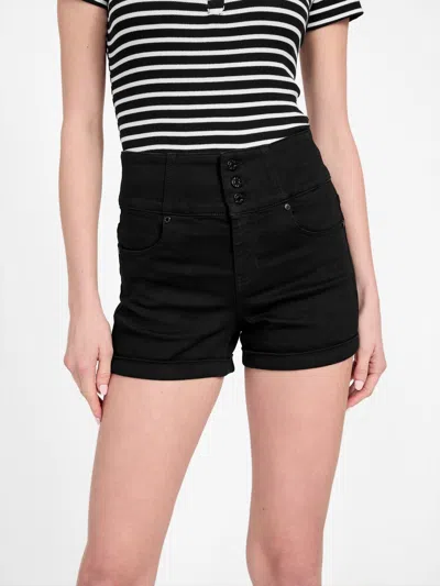 Guess Factory Eco Milan High-rise Denim Corset Shorts In Black