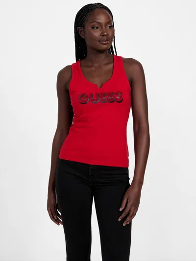 Guess Factory Eco Nisey Logo Tank In Red