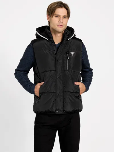 Guess Factory Eco Owen Hooded Puffer Vest In Black