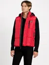 Guess Factory Eco Owen Hooded Puffer Vest In Red
