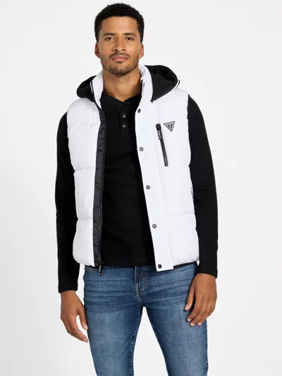 Guess Factory Eco Owen Hooded Puffer Vest In White