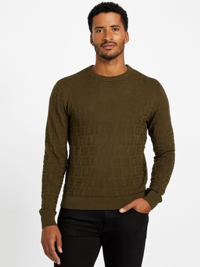 Guess Factory Eco Pedro Textured Logo Sweater In Brown