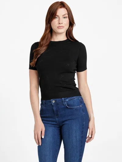 Guess Factory Eco Peggy Sweater Top In Black
