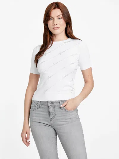 Guess Factory Eco Peggy Sweater Top In White