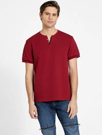 Guess Factory Eco Ricardo Henley Tee In Red
