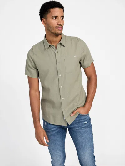 Guess Factory Eco Romeo Linen-blend Short-sleeve Shirt In Multi