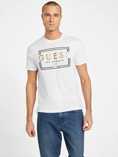 Guess Factory Eco Rowel Logo Tee In White