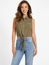 Guess Factory Eco Ruby Tie-front Crop Top In Black