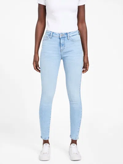 Guess Factory Eco Serena Mid-rise Bling Pocket Skinny Jeans In Blue