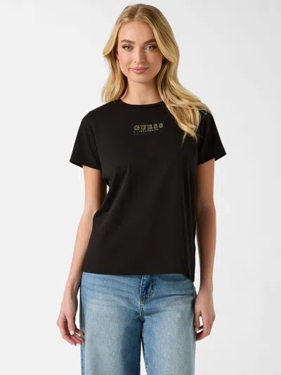 Guess Factory Eco Studs Logo Tee In Black