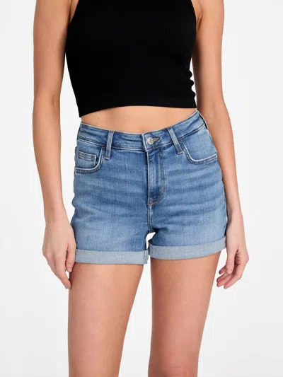 Guess Factory Eco Tamar Mid-rise Cuffed Shorts In Multi