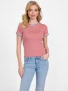 Guess Factory Eco Teddy Logo Tee In Pink
