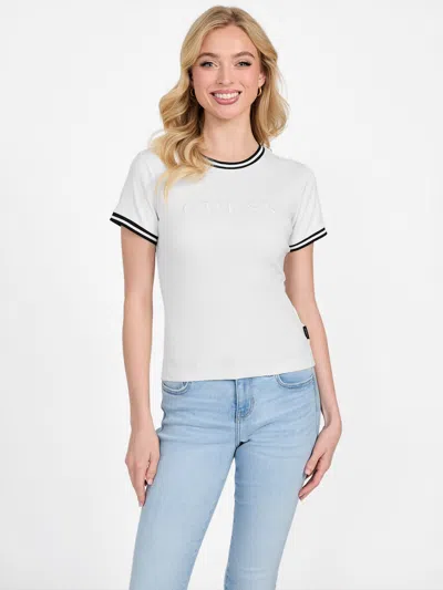 Guess Factory Eco Teddy Logo Tee In White