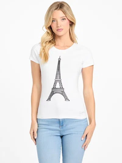 Guess Factory Eco Tower Graphic Tee In White