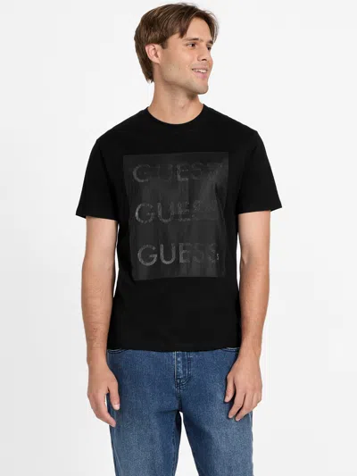 Guess Factory Eco Traz Logo Tee In Black