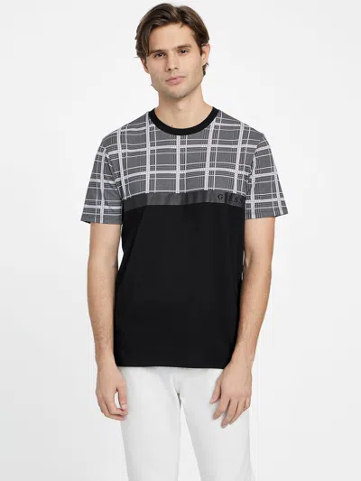 Guess Factory Eco Trenty Houndstooth Tee In Black