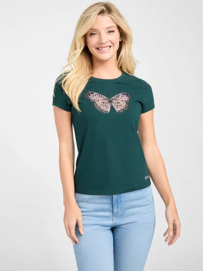 Guess Factory Eco Tullia Butterfly Tee In Green