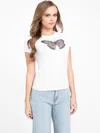 Guess Factory Eco Tullia Butterfly Tee In White