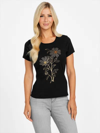 Guess Factory Eco Verona Beaded Crewneck Tee In Black