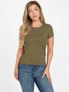 Guess Factory Eco Viktoria Rhinestone Tee In Green