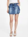 Guess Factory Eco Whitney Mini Denim Cargo Skirt In Blue