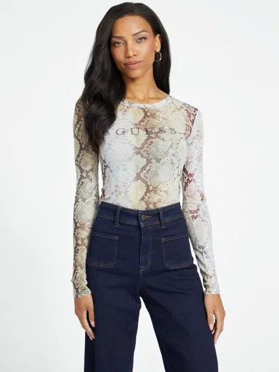 Guess Factory Eco Winter Printed Logo Tee In Multi