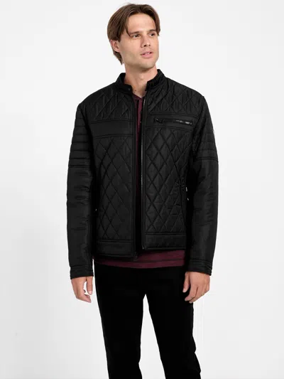 Guess Factory Eco Zack Quilted Moto Jacket In Black